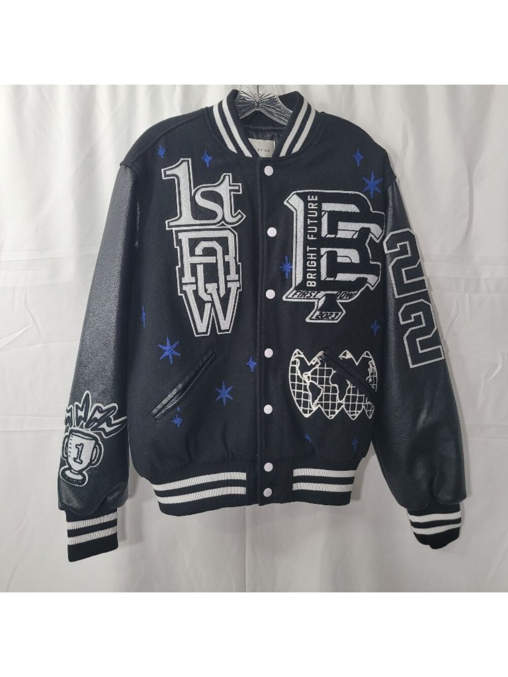 First Row Bright Future Men's Black Varsity Jacket Size M